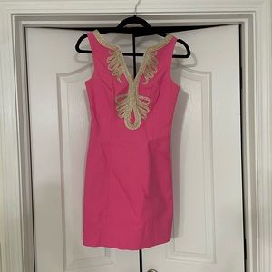 Lilly Pulitzer Shift Dress - Pink and Gold - Size 00
